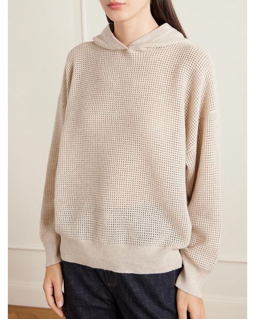 Brunello Cucinelli Natural Waffle-Knit Cashmere Hoodie