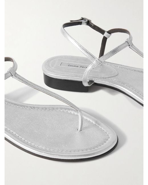 Emme Parsons White Cecilia Sandalen Aus Metallic-Leder