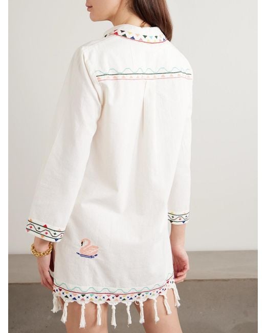 RIXO London Astoria Fringed Embroidered Cotton Mini Dress in Natural | Lyst RIXO London Astoria Fringed Embroidered Cotton Mini Dress in Natural | Lyst