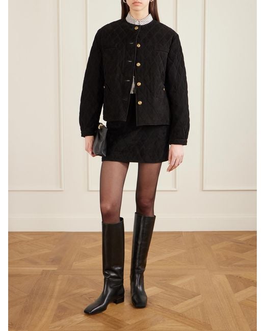 Blazé Milano Black Gliss Cropped Quilted Suede Jacket