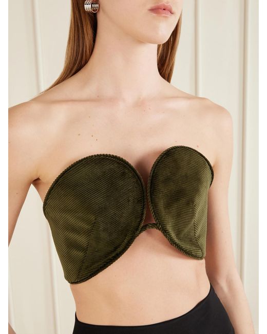 Jean Paul Gaultier Brown Cotton-Corduroy Bandeau Top