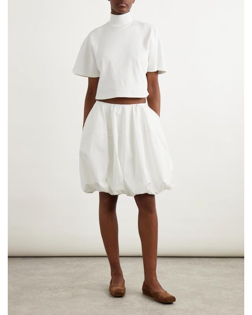 Alaïa White Cropped Cotton-Jersey Turtleneck T-Shirt