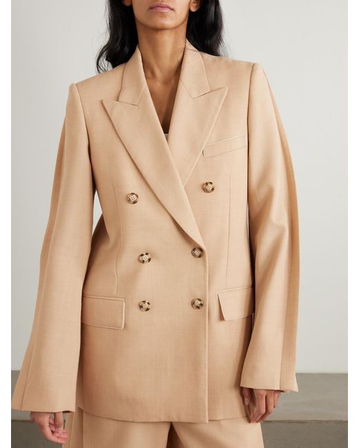 Victoria Beckham Natural Wool-Blend Blazer