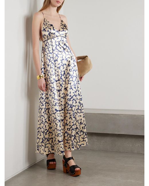 Ulla Johnson White Evie Maxikleid Aus Satin Mit Blumenprint