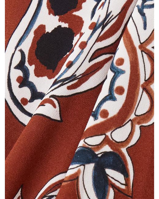 Rabanne Red Cropped Paisley-Print Stretch-Crepe Top