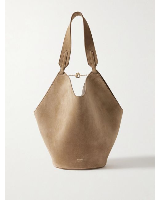 Khaite Natural Lotus Kleine Tote Aus Veloursleder