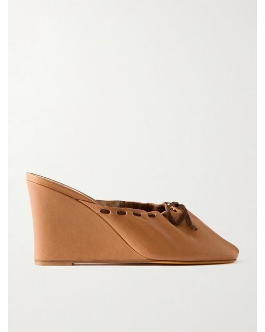Maryam Nassir Zadeh Brown Ballet Leather Wedge Mules