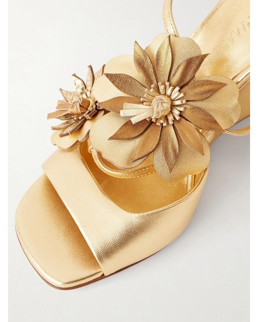 Zimmermann Belara Appliquéd Metallic Leather Wedge Sandals