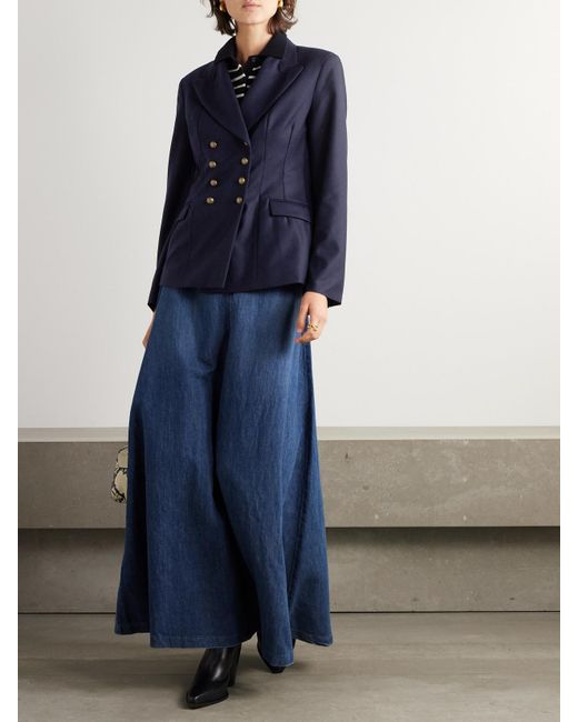 Fortela Blue Doppelreihiger Blazer Aus Wollfilz