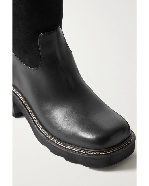 Gabriela Hearst Black Vylos Shearling-Lined Suede And Leather Knee Boots