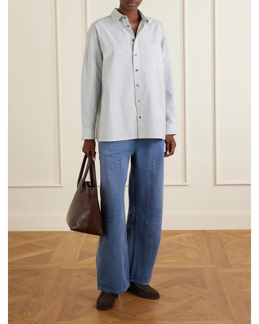B Sides White Nolan Cotton-Blend Seersucker Shirt