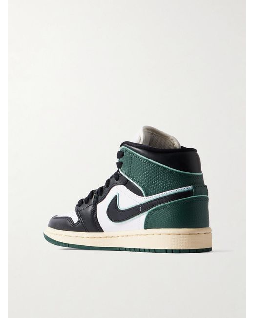 Nike Green Air Jordan 1 Mid Se Sneakers Aus Glattleder Und Leder Mit Eidechseneffekt