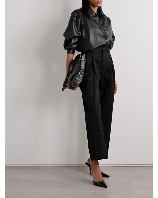 Wardrobe NYC Black Pleated Cotton-Blend Twill Wide-Leg Pants