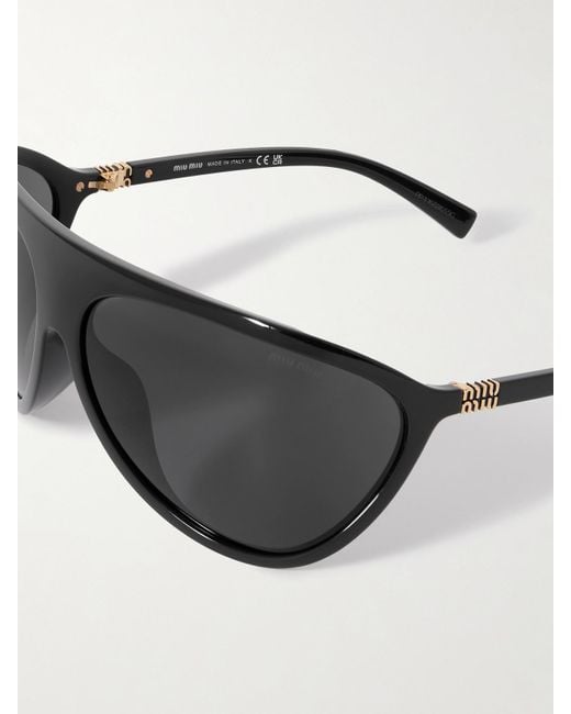 Miu Miu Black Oversized D-Frame Acetate Sunglasses