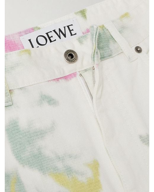 Loewe White Floral-Print High-Rise Straight-Leg Jeans