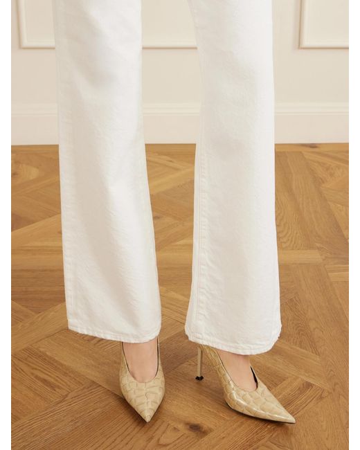 Christen White Helix 95 Croc-Effect Leather Pumps