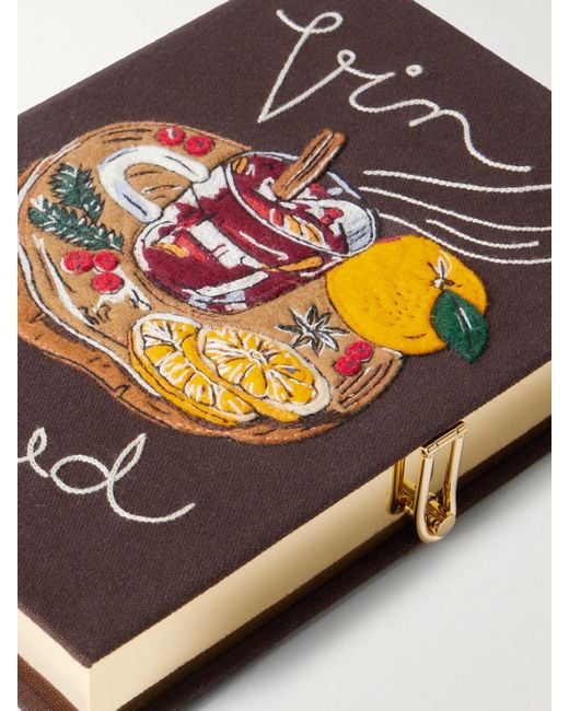 Olympia Le-Tan Gray Vin Chaud Embroidered Appliquéd Canvas Clutch