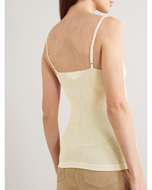 Victoria Beckham Natural Pointelle-Knit Cotton-Blend Camisole