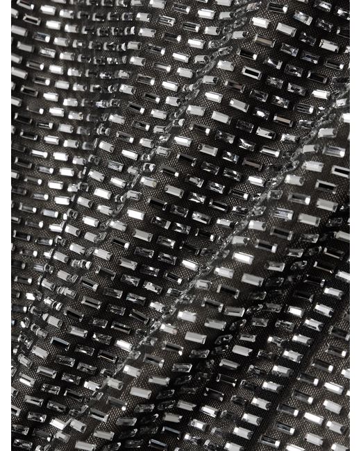 Self-Portrait Gray Crystal-Embellished Mesh Midi Dress