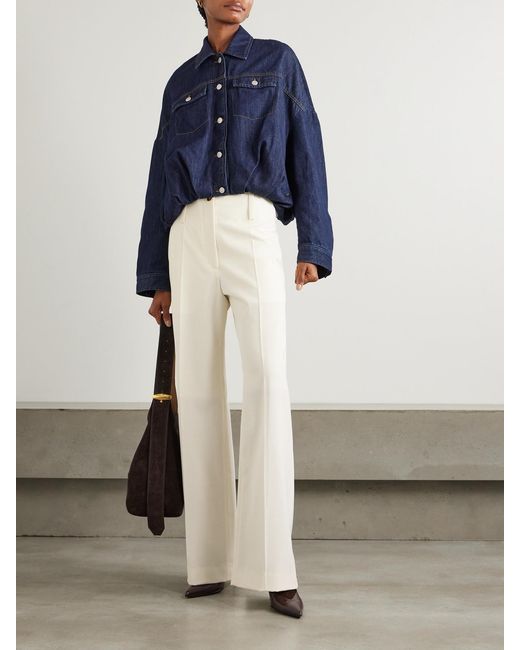 Patou White Stretch Wool-Twill Tapered Pants