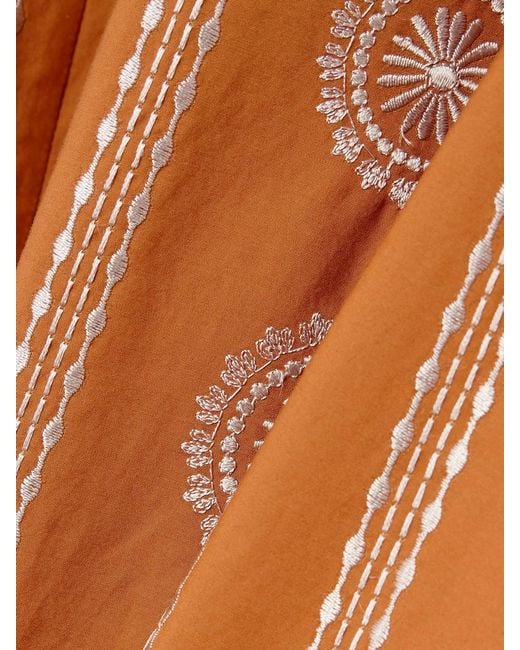 Emporio Sirenuse Orange Elida Embroidered Silk Midi Dress