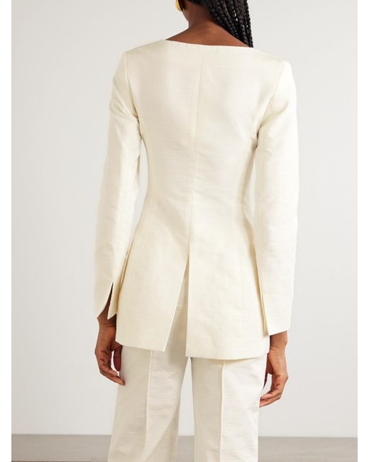 D'Estree Natural Claude Embellished Cotton-Blend Faille Jacket