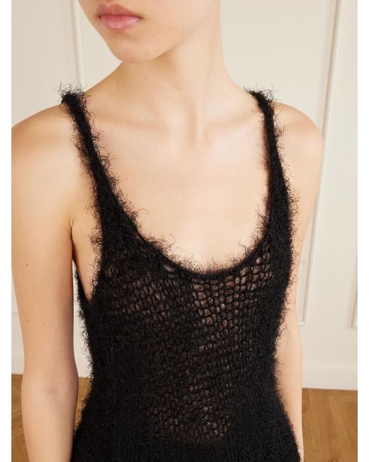 Gabriela Hearst Black Nur Open-Knit Silk And Cashmere-Blend Top