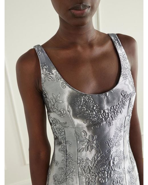 Emilia Wickstead Gray Einna Floral Cloqué Mini Dress