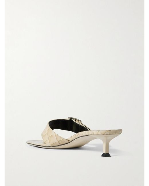 Christen Natural Helix Buckled Croc-Effect Patent-Leather Sandals