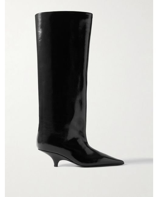 Totême  Black Patent-Leather Knee Boots