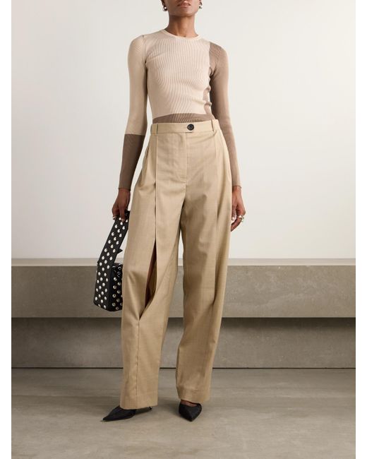 Peter Do Natural Color-Block Ribbed-Knit Sweater