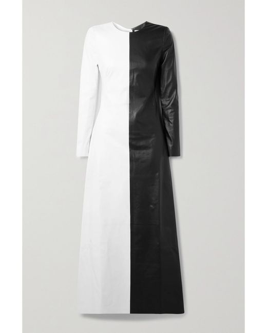 Gabriela Hearst Black + Net Sustain Currie Cutout Two-tone Leather Maxi Dress