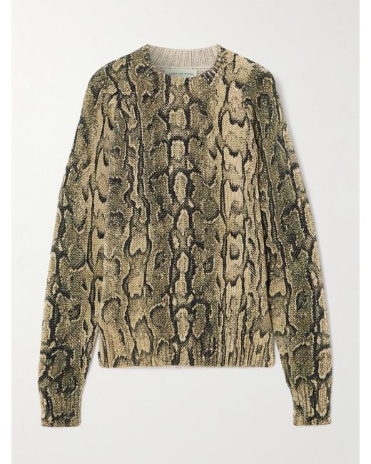Dries Van Noten Multicolor Strickpullover Mit Schlangenprint