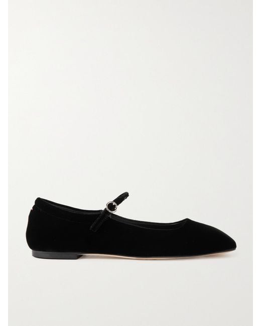 Aeyde Black Uma Velvet Mary Jane Ballet Flats