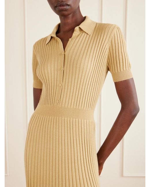 Gabriela Hearst Natural Amor Ribbed Silk And Cashmere-Blend Midi Dress