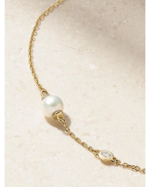 Mateo Natural 14-Karat, Pearl And Diamond Bracelet