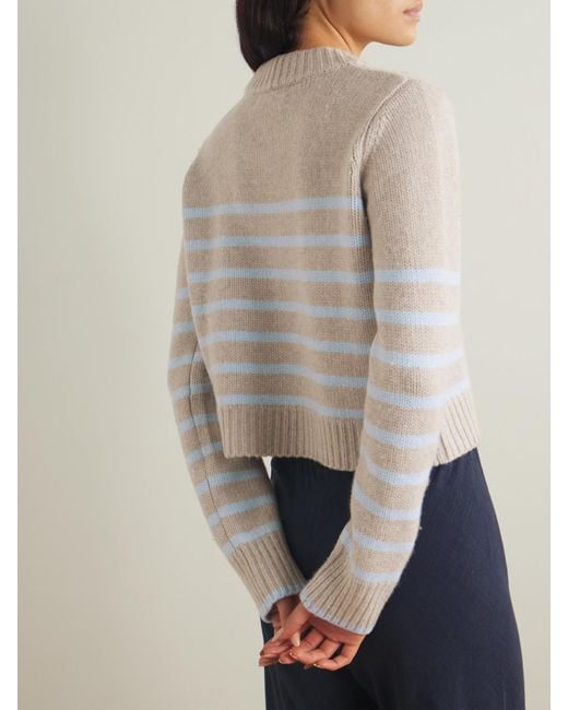 Pull En Laine Et Cachemire Mélangés À Rayures Mini Marin La Ligne en coloris White