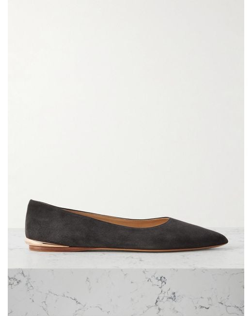 Gabriela Hearst White Fleur Suede Ballet Flats