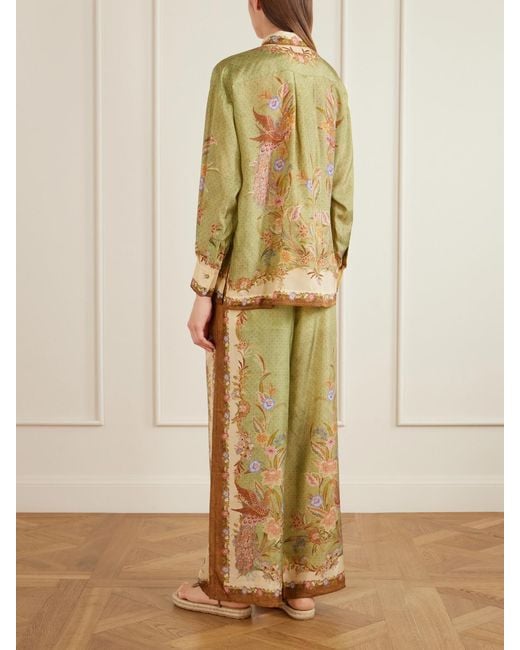 Zimmermann Metallic Indra Floral-Print Relaxed Shirt