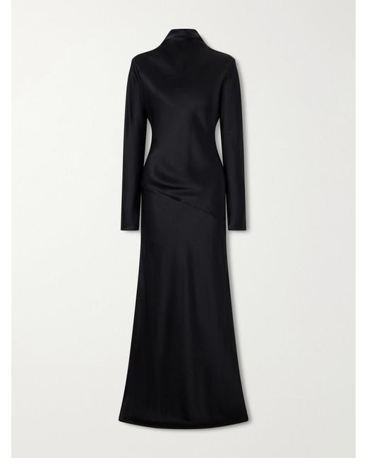 TOVE Black Gio Open-Back Silk-Cloqué Maxi Dress