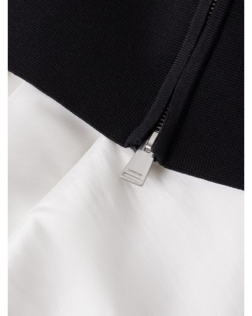 Jonathan Simkhai Black Isabelle Ponte And Taffeta Midi Dress