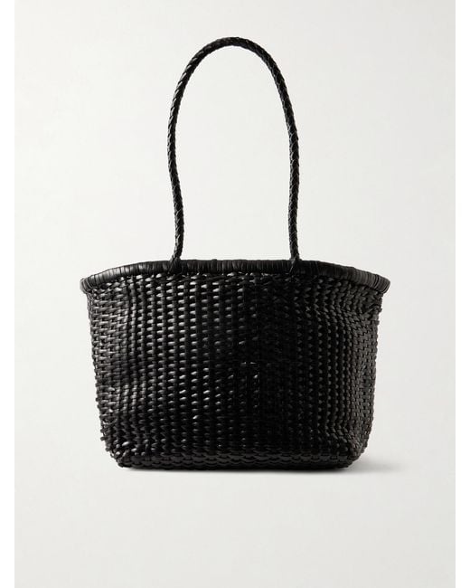Dragon Diffusion Black B Weave Small Woven Leather Tote
