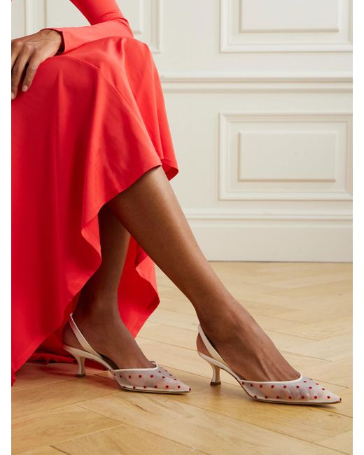 Manolo Blahnik Natural Carolyne 50 Slingback-Pumps Aus Mesh Und Satin Mit Flockprint