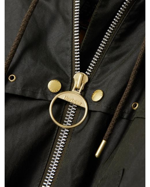 Barbour Black Aberford Hooded Waxed-Cotton Jacket