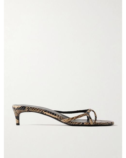 Khaite White Mila Snake-Effect Leather Mules
