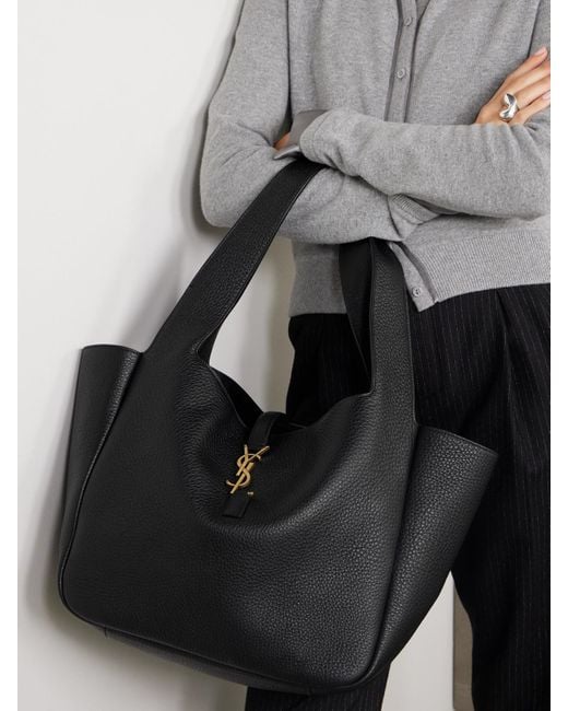 Saint Laurent Black Le 5 À 7 Bea Textured-Leather Tote