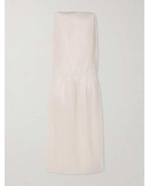 Khaite White Tia Cotton And Silk-Blend Midi Dress