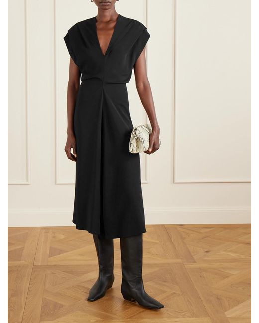 Co. Banana Cut Shift Satin-Jersey Midi Dress in Black | Lyst