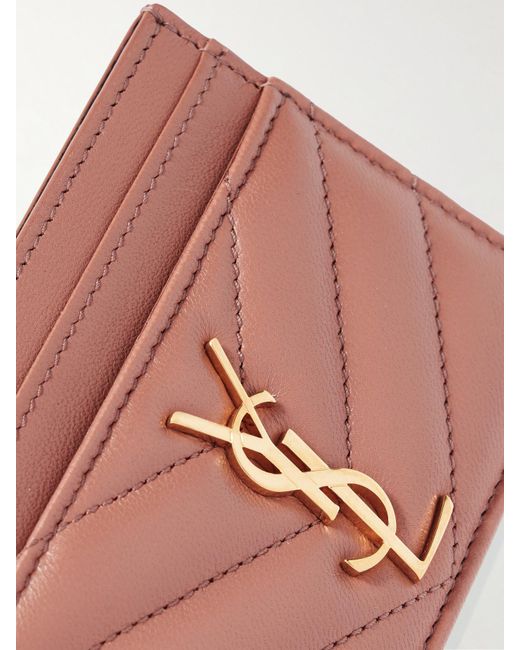 Saint Laurent Pink Cassandre Kartenetui Aus Matelassé-Leder