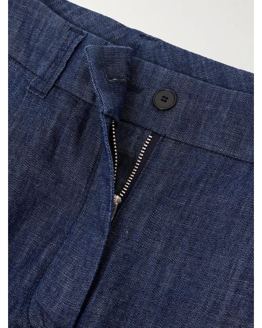 Pantalon Large En Chambray De Coton Biologique À Plis Another Tomorrow en coloris Blue